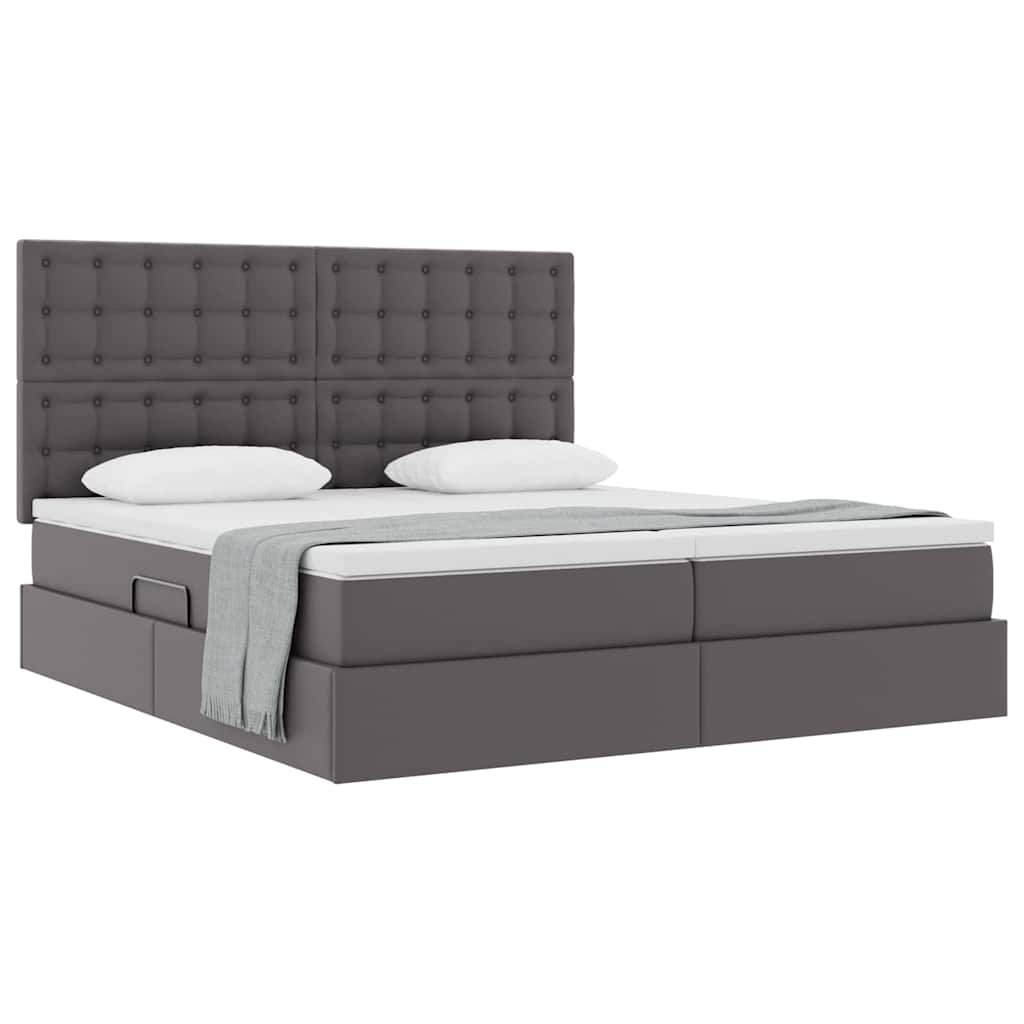 Opbergbed met matras met matras Grijs 180 x 200 cm Nep Leer