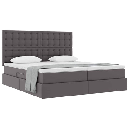 Opbergbed met matras met matras Grijs 180 x 200 cm Nep Leer