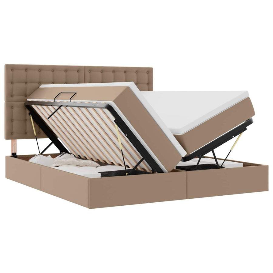 Opbergbed met matras Cappuccino 180 x 200 cm Nep Leer