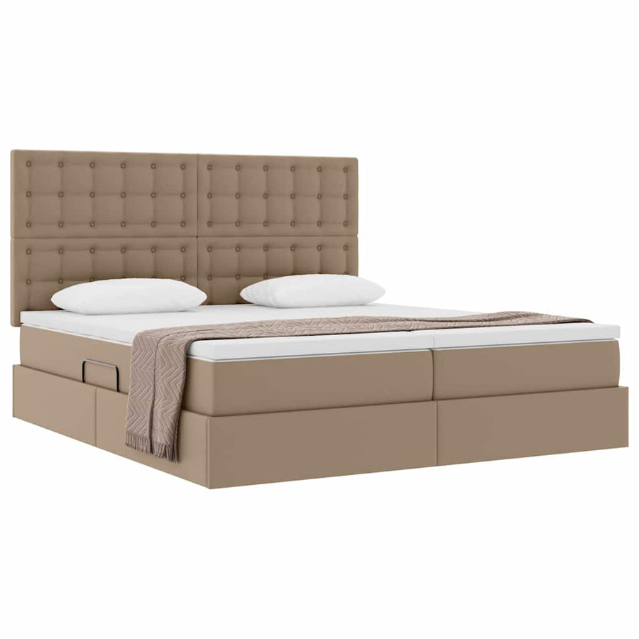 Opbergbed met matras Cappuccino 180 x 200 cm Nep Leer