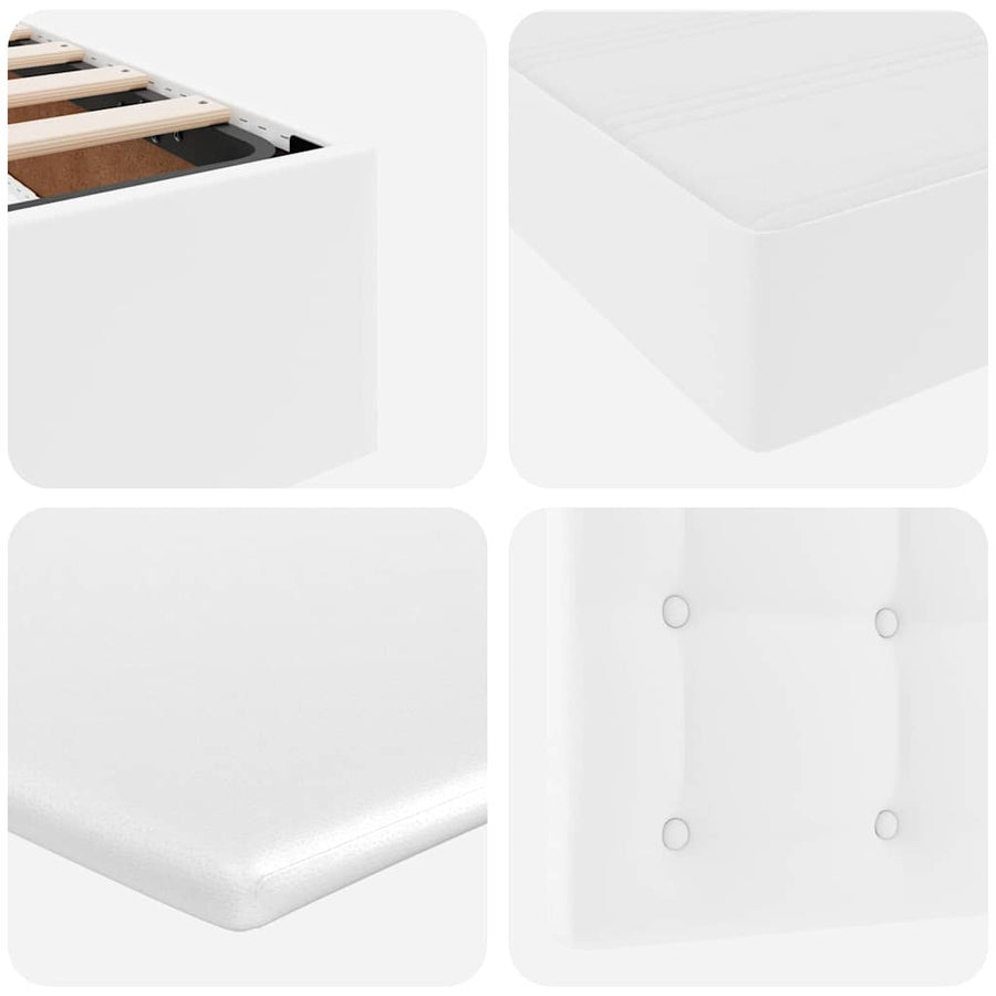 Opbergbed met matras met matras Puur Wit 200 x 200 cm Nep Leer