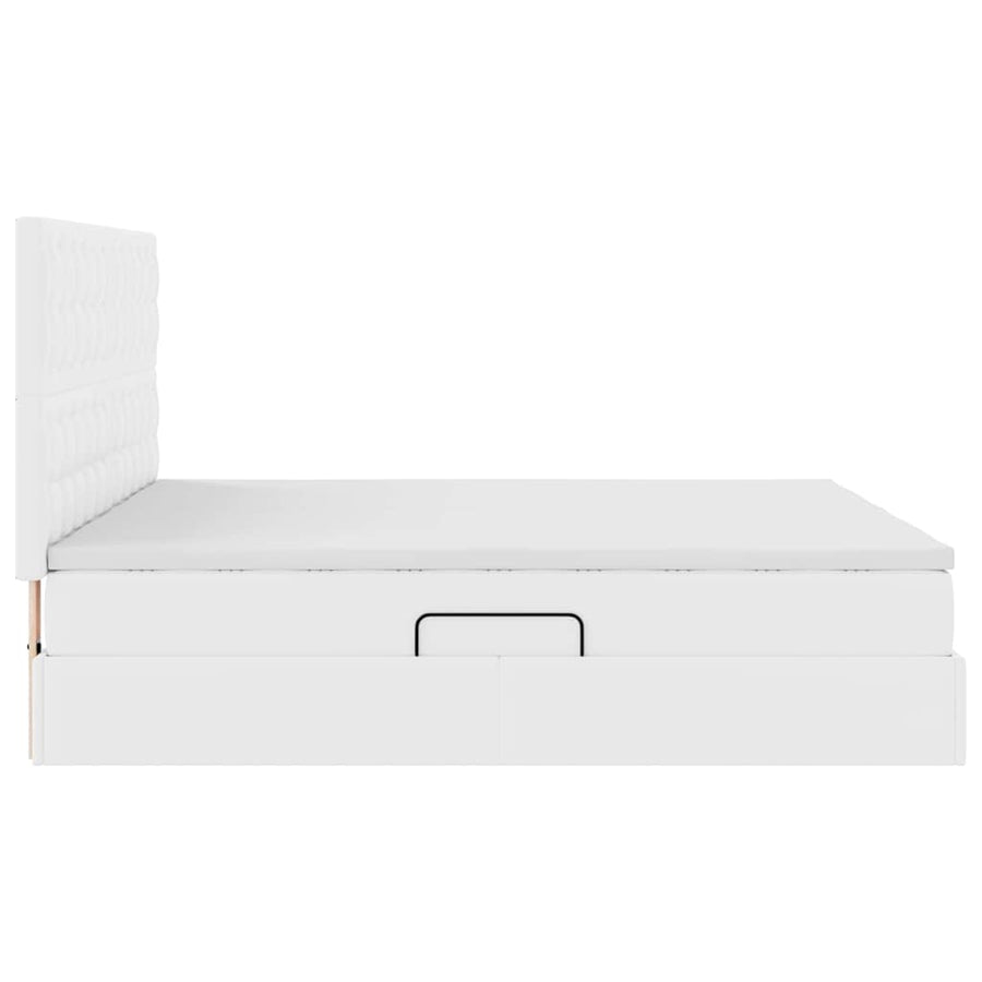 Opbergbed met matras met matras Puur Wit 200 x 200 cm Nep Leer