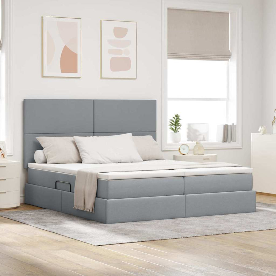 Opslag bed met matras Lichtgrijs 180 x 200 cm Nep Leer