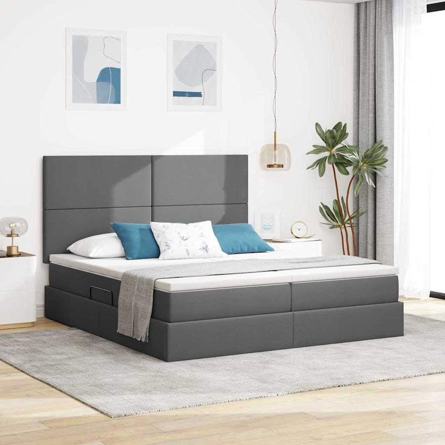 Opslag bed met matras Donkergrijs 180 x 200 cm Nep Leer