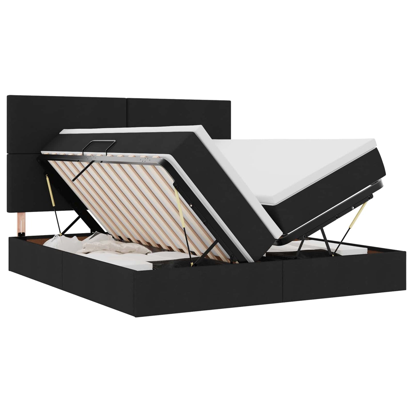 Opslag bed met matras met opslag Zwart 180 x 200 cm Nep Leer