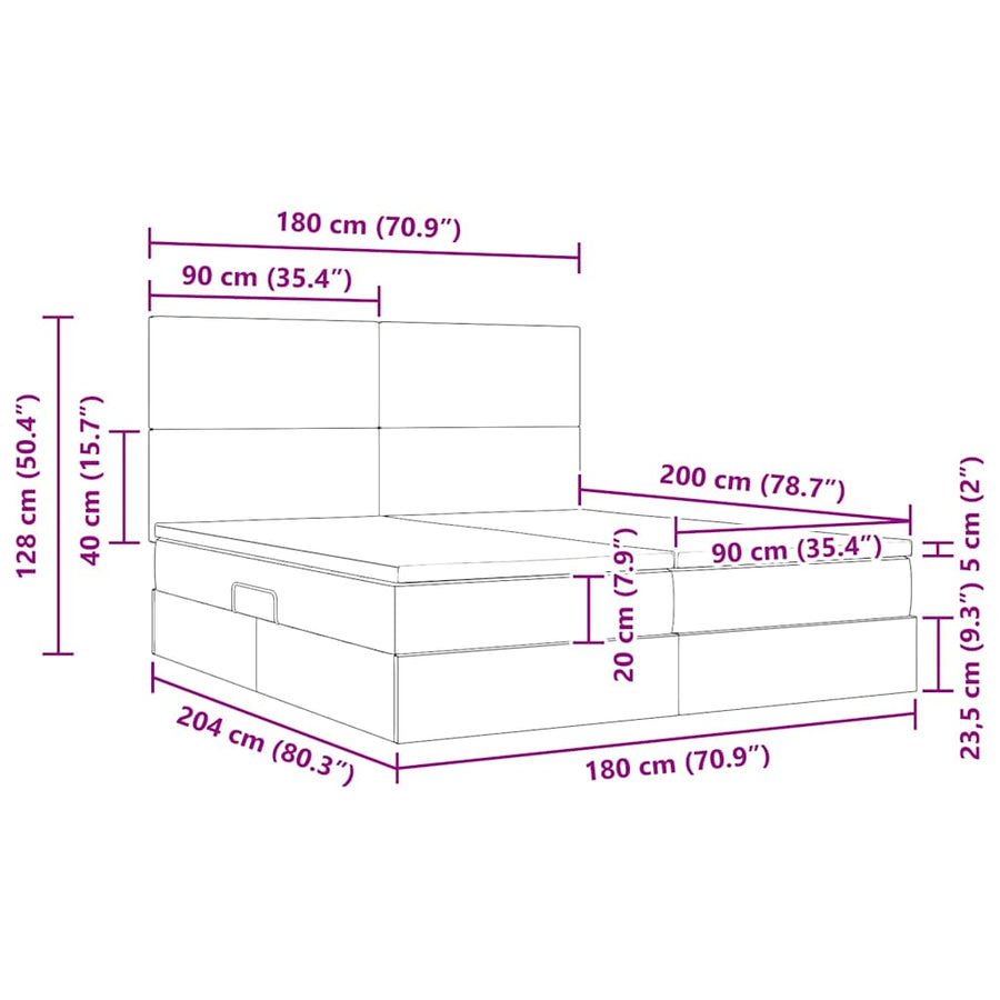 Opslag bed met matras met opslag Taupe 180 x 200 cm Nep Leer