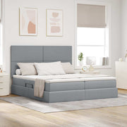 Opbergbed met matras lichtgrijs 200x200 cm kunstleer