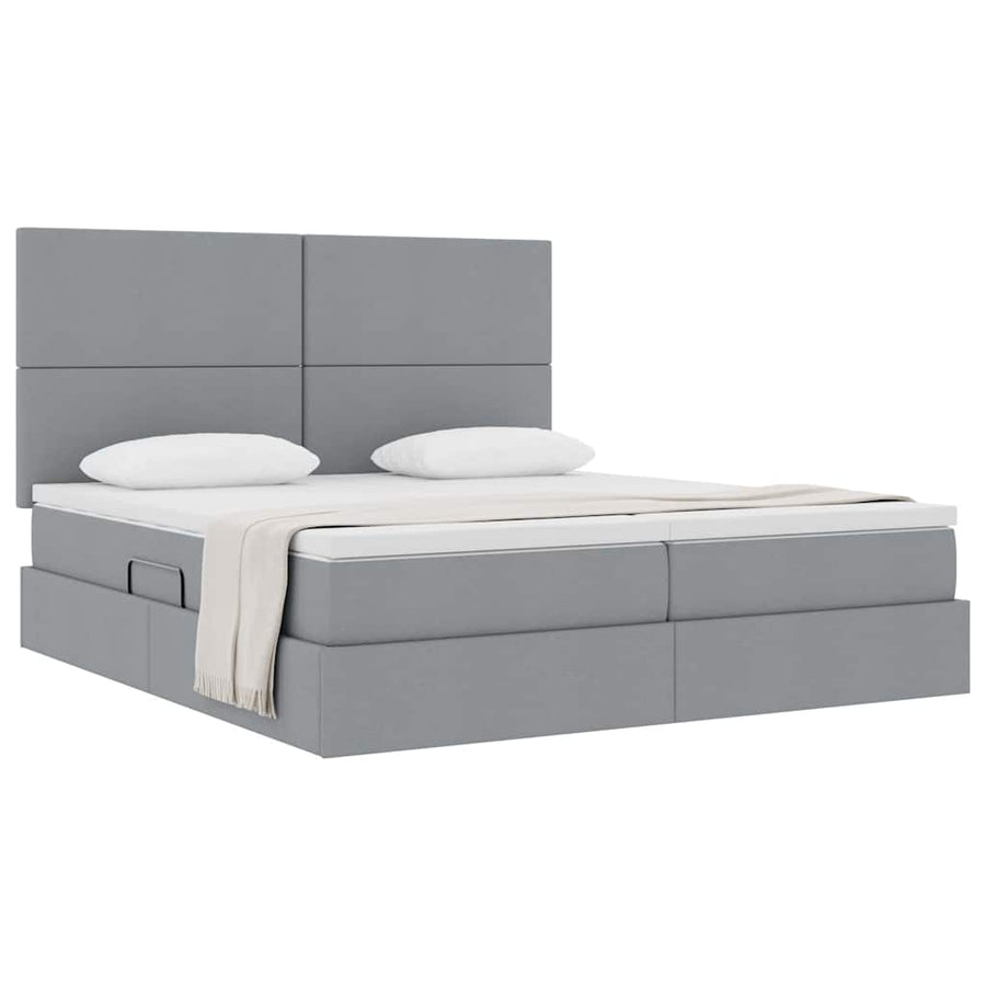 Opslag bed met matras Lichtgrijs 200 x 200 cm Nep Leer