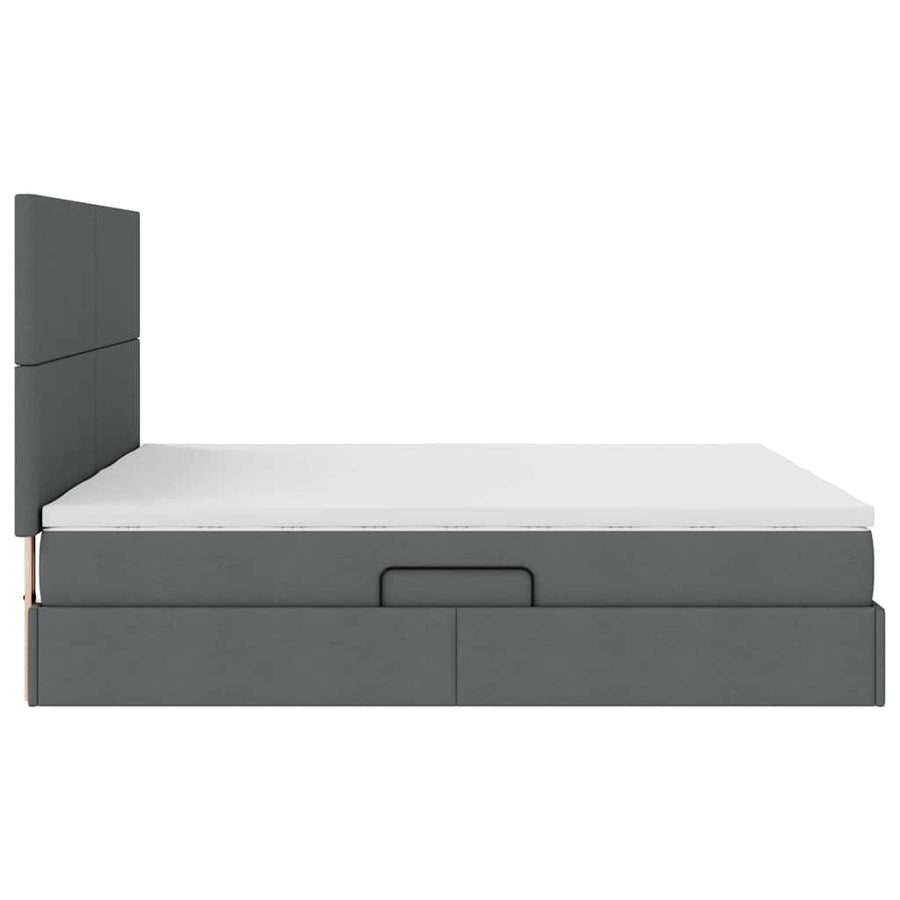Opslag bed met matras Donkergrijs 200 x 200 cm Nep Leer