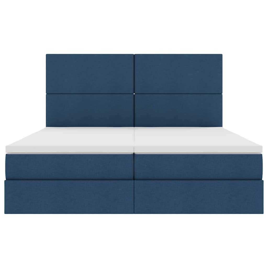 Opslag bed met matras met opslag Blauw 200 x 200 cm Nep Leer