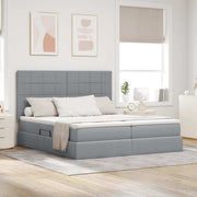 Opbergbed 180x200 cm lichtgrijs nep leer