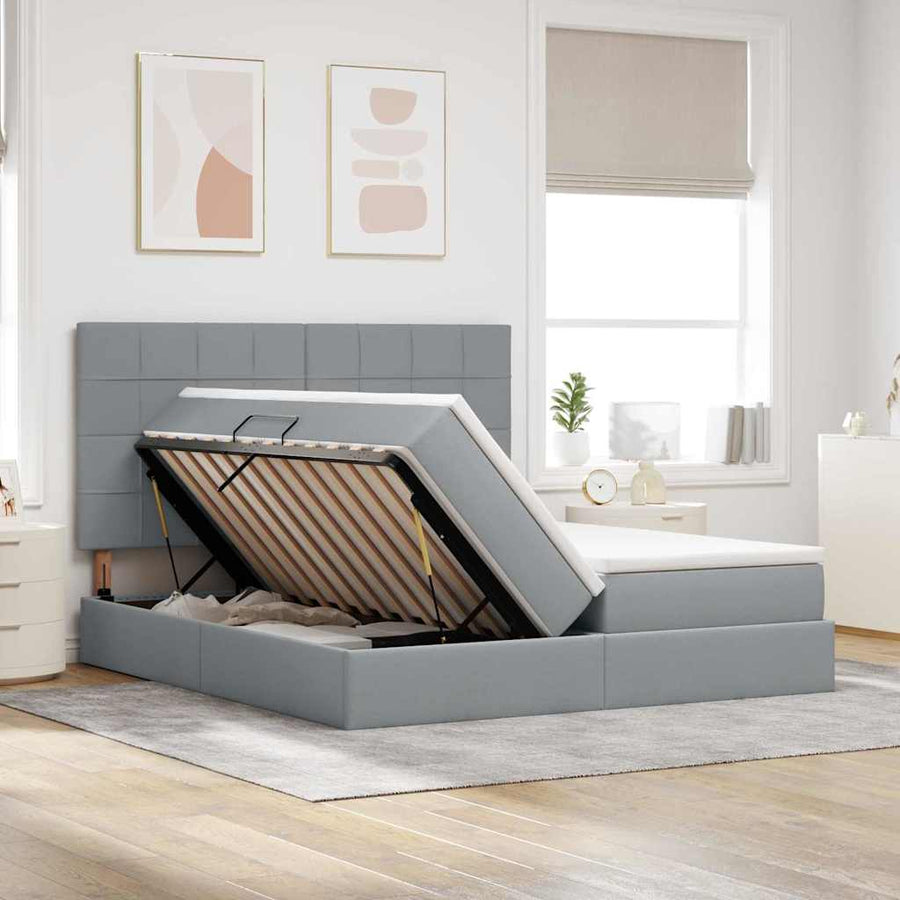 Opslag bed met matras Lichtgrijs 180 x 200 cm Nep Leer