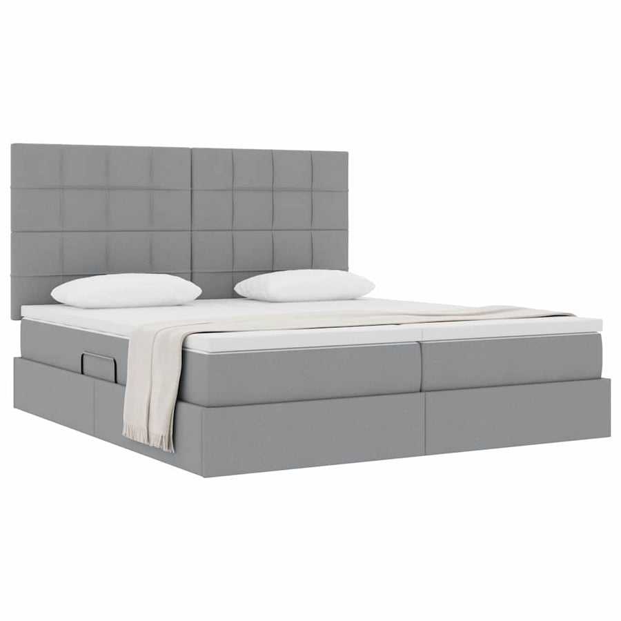 Opslag bed met matras Lichtgrijs 200 x 200 cm Nep Leer