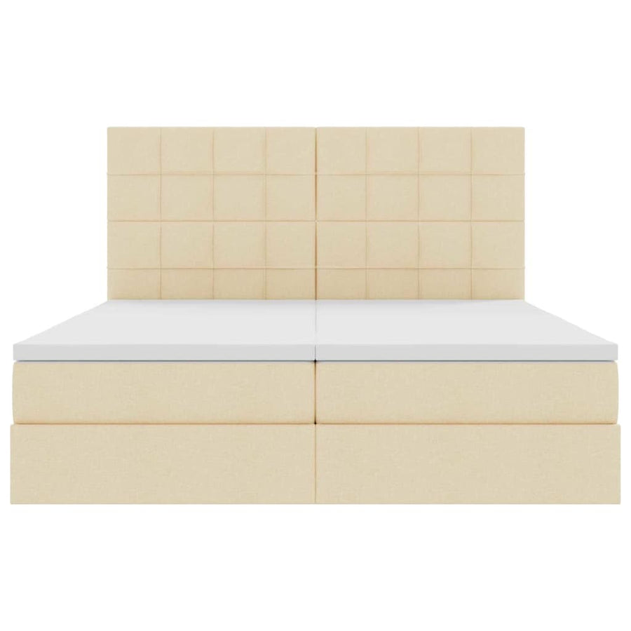 Opslag bed met matras met opslag Crème 200 x 200 cm Nep Leer