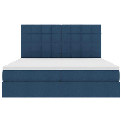 Opslag bed met matras met opslag Blauw 200 x 200 cm Nep Leer