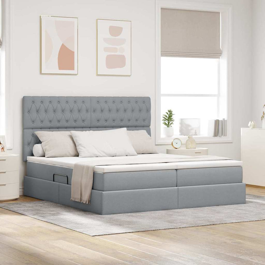 Opslag bed met matras Lichtgrijs 180 x 200 cm Nep Leer