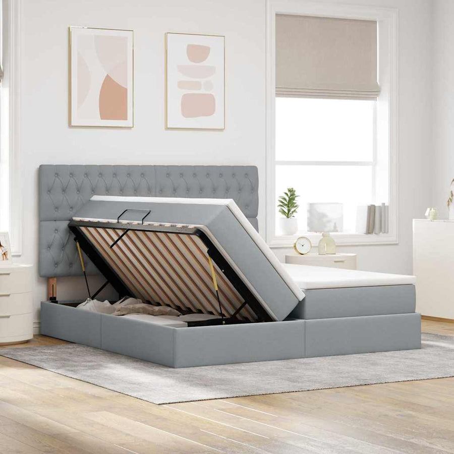 Opslag bed met matras Lichtgrijs 180 x 200 cm Nep Leer