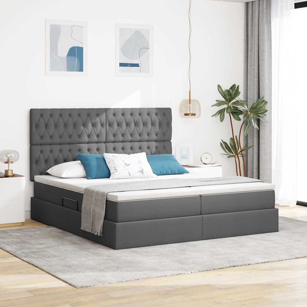 Opslag bed met matras Donkergrijs 180 x 200 cm Nep Leer