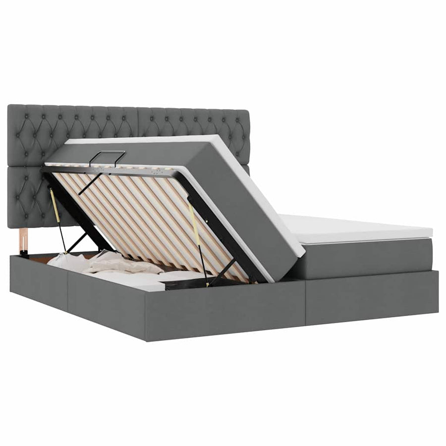 Opslag bed met matras Donkergrijs 180 x 200 cm Nep Leer