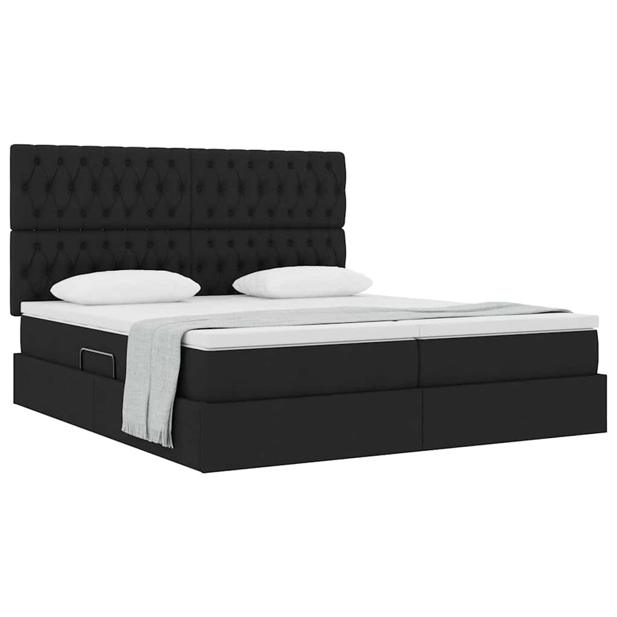 Opslag bed met matras met opslag Zwart 180 x 200 cm Nep Leer