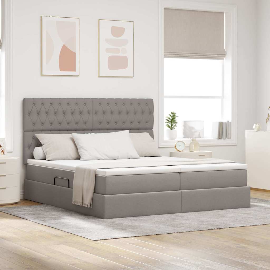 Opslag bed met matras met opslag Taupe 180 x 200 cm Nep Leer
