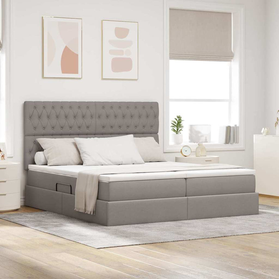 Opslag bed met matras met opslag Taupe 180 x 200 cm Nep Leer