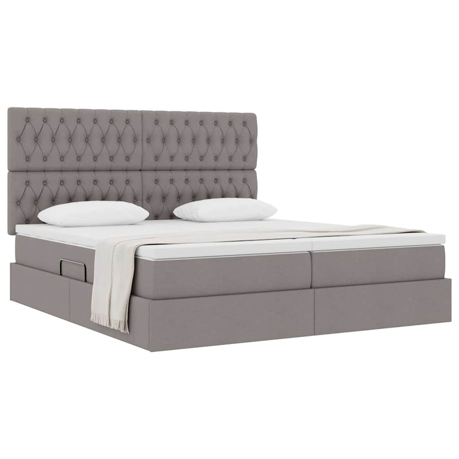 Opslag bed met matras met opslag Taupe 180 x 200 cm Nep Leer