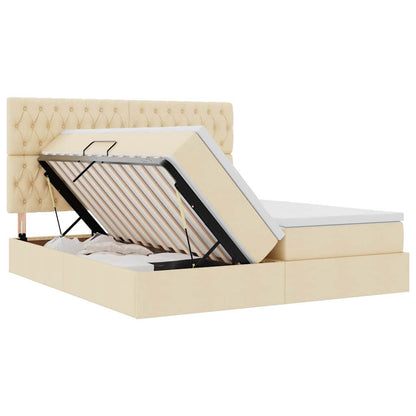 Opslag bed met matras met opslag Crème 180 x 200 cm Nep Leer
