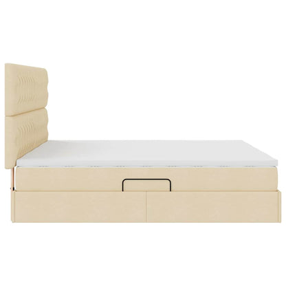 Opslag bed met matras met opslag Crème 180 x 200 cm Nep Leer