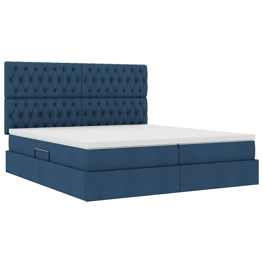 Opslag bed met matras met opslag Blauw 180 x 200 cm Nep Leer