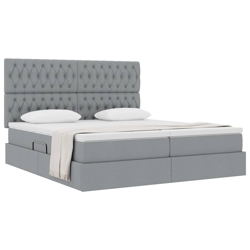 Opslag bed met matras Lichtgrijs 200 x 200 cm Nep Leer