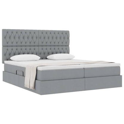 Opslag bed met matras Lichtgrijs 200 x 200 cm Nep Leer