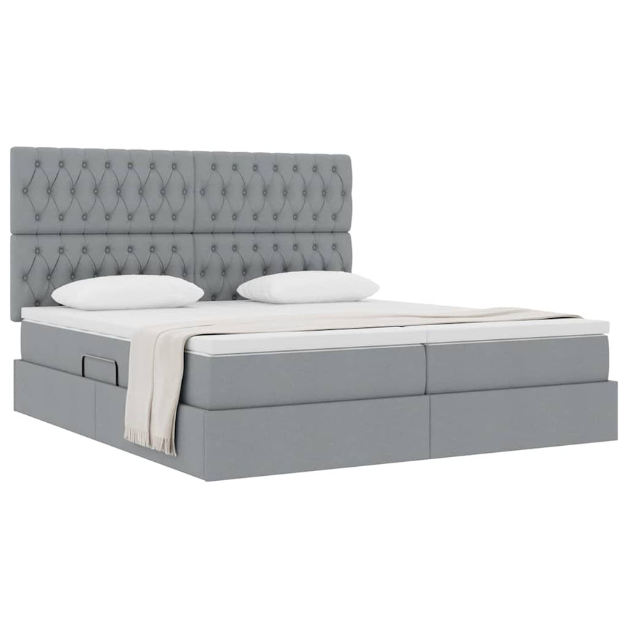 Opslag bed met matras Lichtgrijs 200 x 200 cm Nep Leer