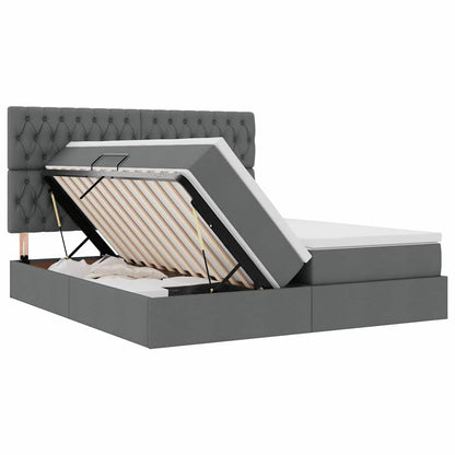 Opslag bed met matras Donkergrijs 200 x 200 cm Nep Leer