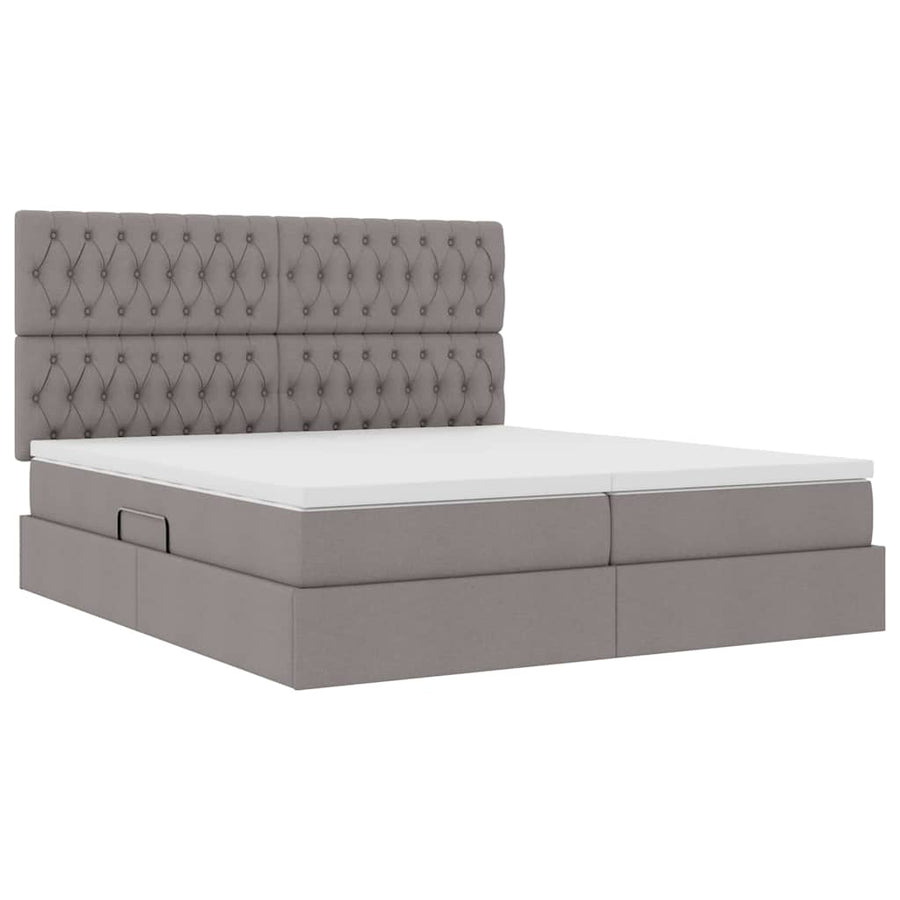 Opslag bed met matras met opslag Taupe 200 x 200 cm Nep Leer