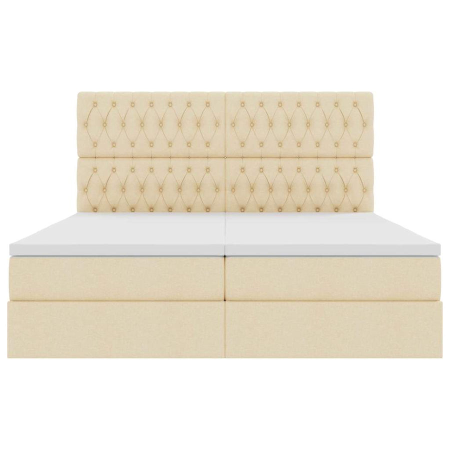 Opslag bed met matras met opslag Crème 200 x 200 cm Nep Leer