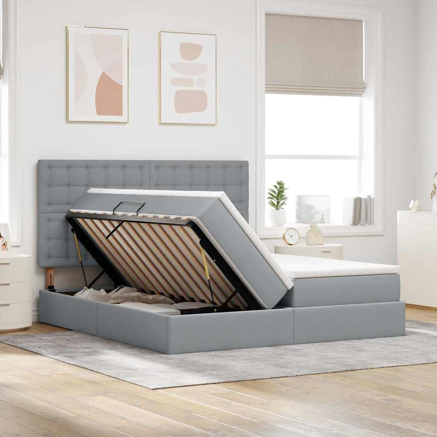 Opslag bed met matras Lichtgrijs 180 x 200 cm Nep Leer