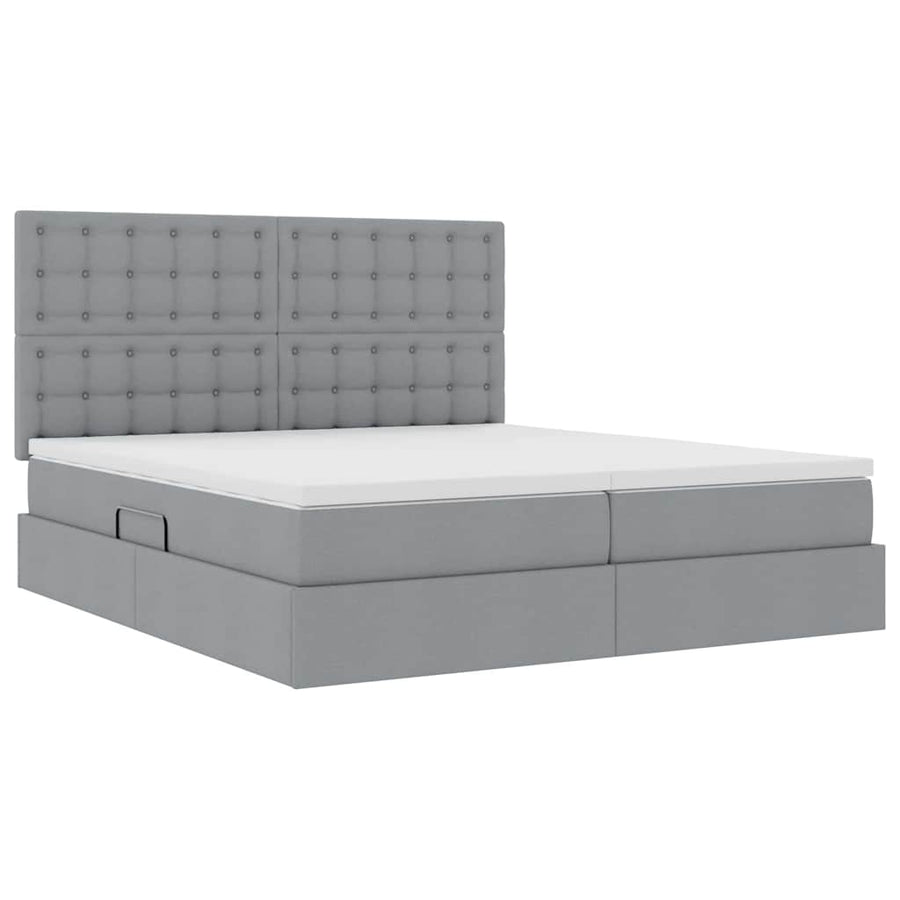 Opslag bed met matras Lichtgrijs 180 x 200 cm Nep Leer