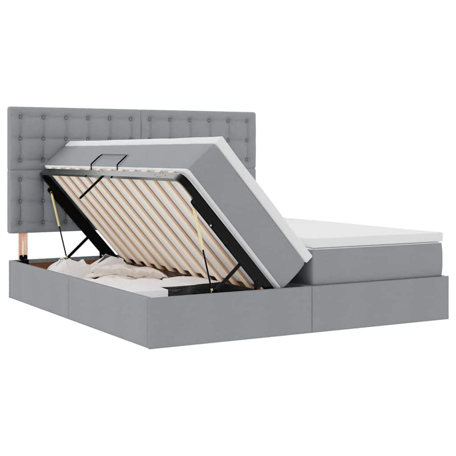 Opslag bed met matras Lichtgrijs 180 x 200 cm Nep Leer