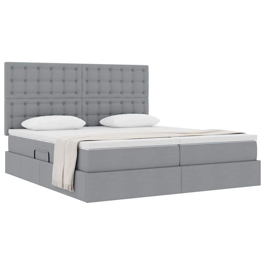 Opslag bed met matras Lichtgrijs 180 x 200 cm Nep Leer