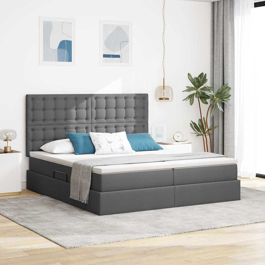 Opslag bed met matras Donkergrijs 180 x 200 cm Nep Leer