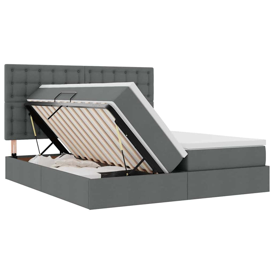 Opslag bed met matras Donkergrijs 180 x 200 cm Nep Leer