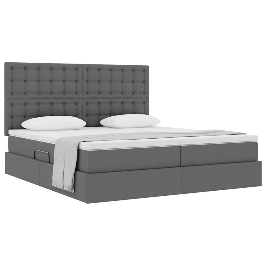 Opslag bed met matras Donkergrijs 180 x 200 cm Nep Leer