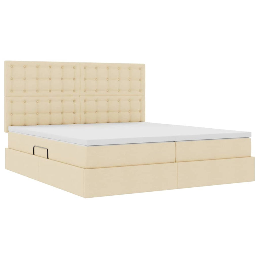 Opslag bed met matras met opslag Crème 180 x 200 cm Nep Leer