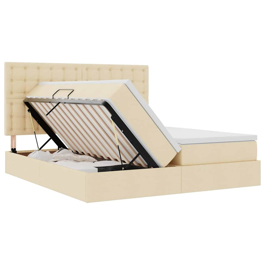 Opslag bed met matras met opslag Crème 180 x 200 cm Nep Leer