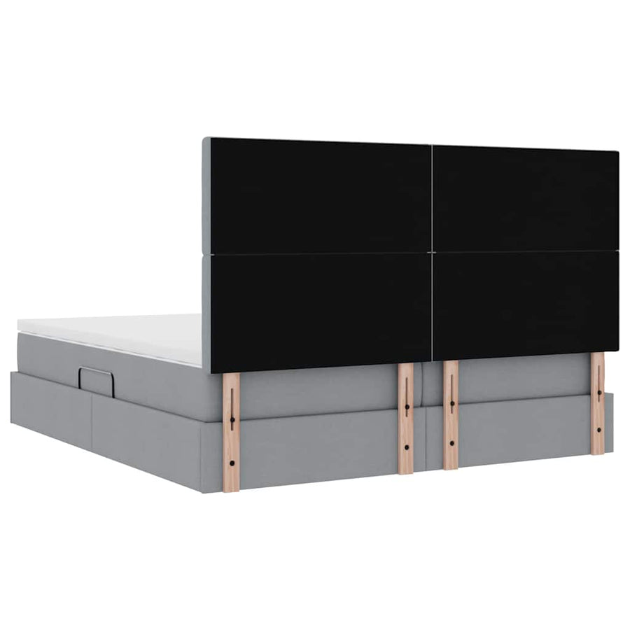 Opslag bed met matras Lichtgrijs 200 x 200 cm Nep Leer
