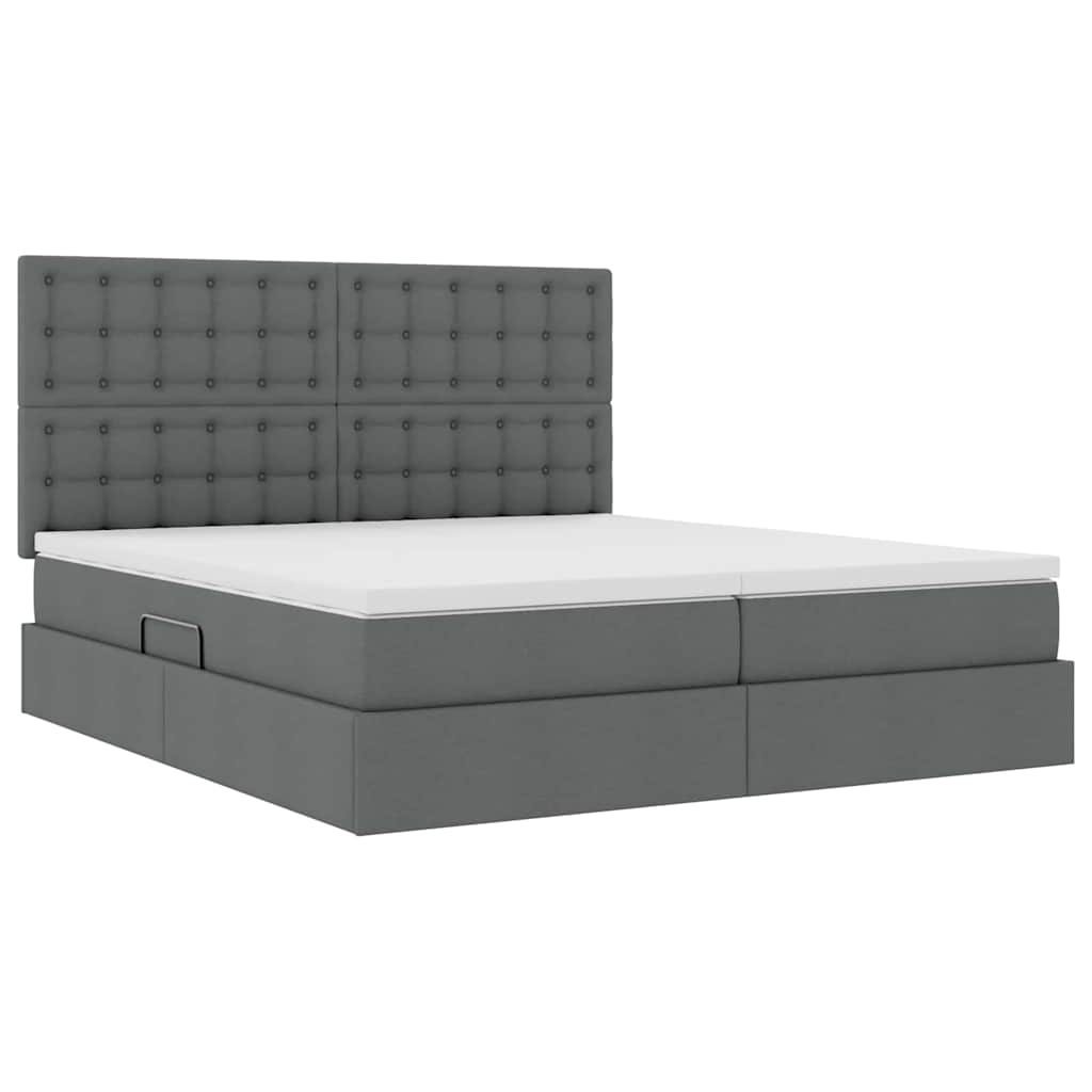 Opslag bed met matras Donkergrijs 200 x 200 cm Nep Leer