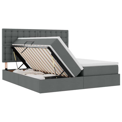 Opslag bed met matras Donkergrijs 200 x 200 cm Nep Leer