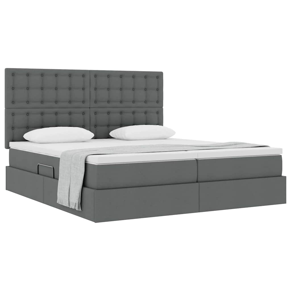 Opslag bed met matras Donkergrijs 200 x 200 cm Nep Leer