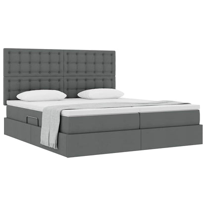 Opslag bed met matras Donkergrijs 200 x 200 cm Nep Leer